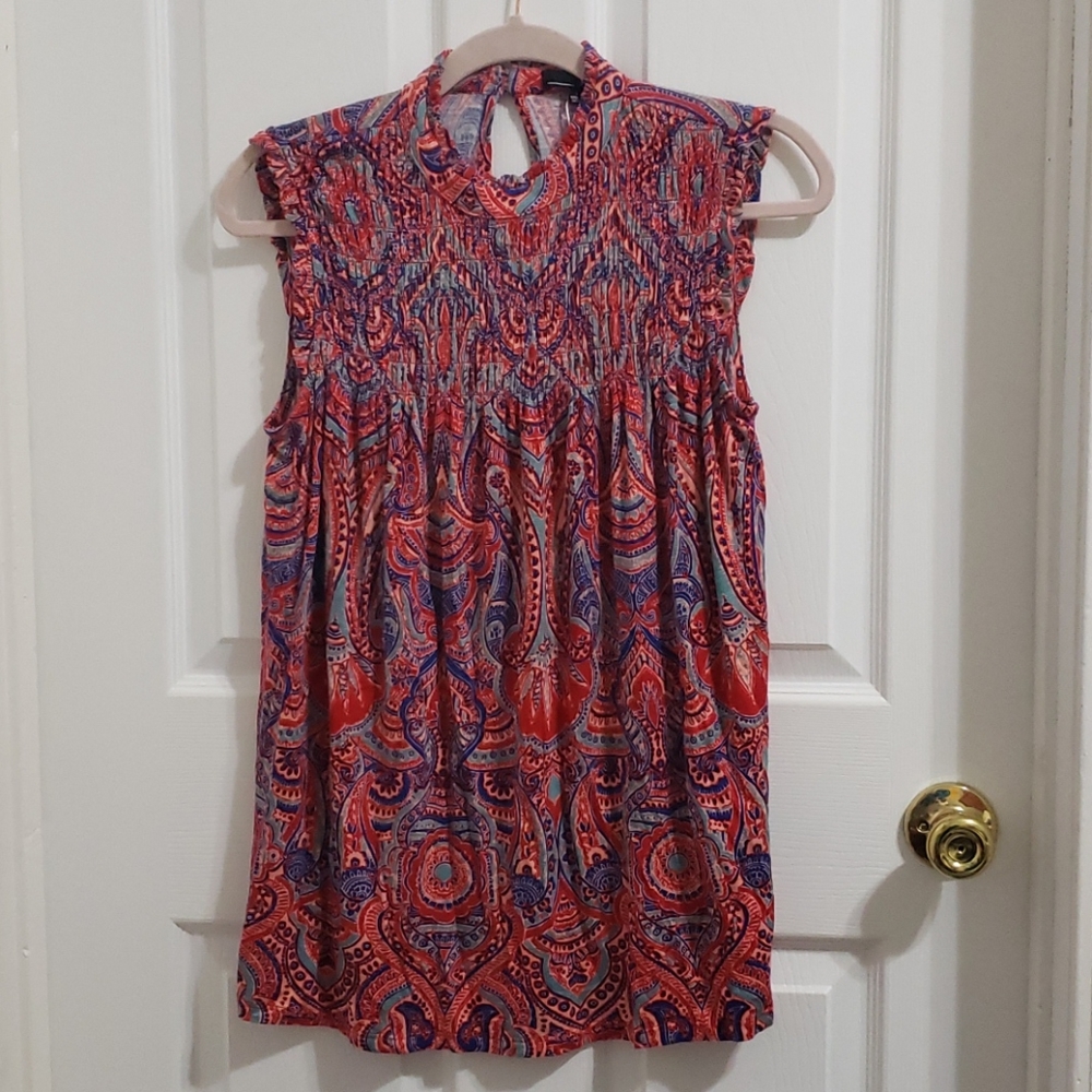 RXB Paisley High Neck Blouse Size Small